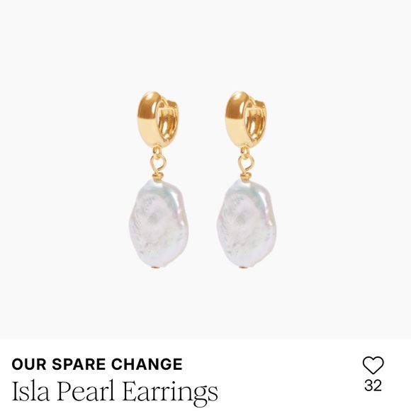 OUR SPARE CHANGE~FRESHWATER PEARL 18K GOLD HUGGIE EARRINGS~NEW WITH TAGS & BAG - Picture 5 of 16